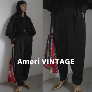 アメリヴィンテージ(Ameri VINTAGE)の新品★アメリ　CARDBOARD LUSTER EGG PANTS　ブラック　S(クロップドパンツ)