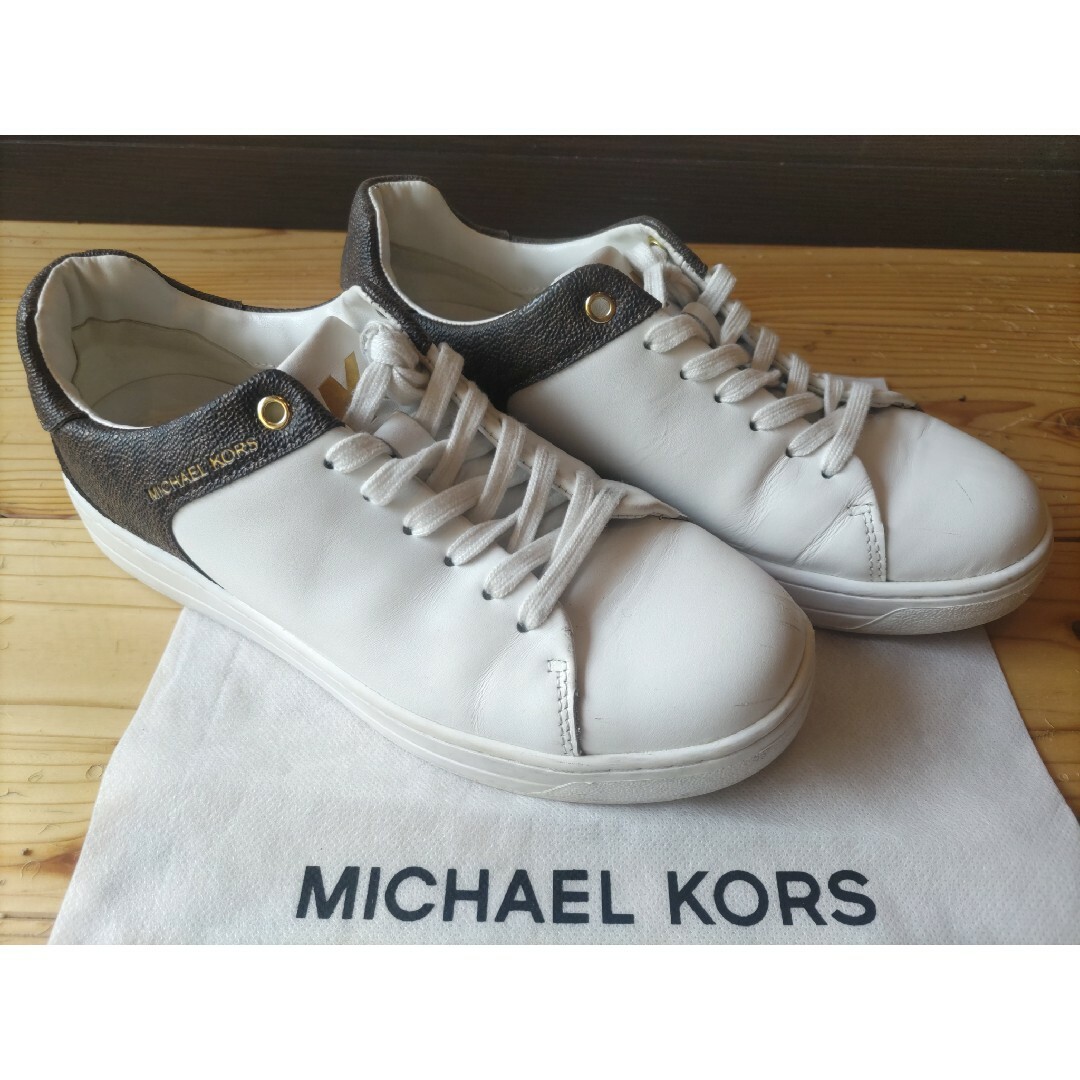 MICHAEL KORS スニーカー 23cm 6M 白/茶 MICHAEL KORS スニーカー 23cm 6M 白/茶