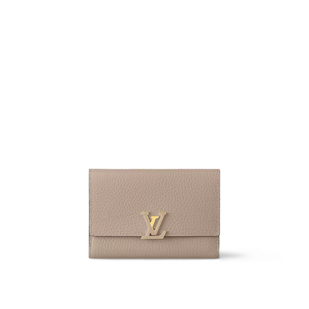 LOUIS VUITTON(ルイヴィトン)のルイヴィトン　カプシーヌ　三つ折り　財布　ベージュ レディースのファッション小物(財布)の商品写真