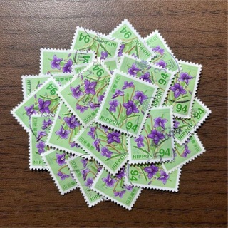 日本の古切手　スミレ グリーン　200枚(各種パーツ)