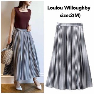 ルルウィルビー(LOULOU WILLOUGHBY)の【極美品】Loulou Willoughby コードストライプタックスカート 2(ロングスカート)