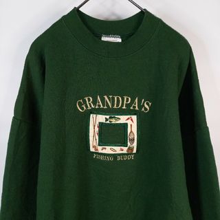 90s　メキシコ製　TULTEX　スウェット　トレーナー　長袖　刺繍　緑　XL(スウェット)