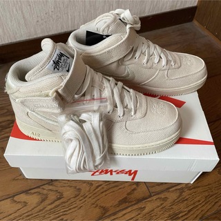 Stussy Nike Air Force 1 Mid Fossil Stone