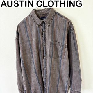 ヴィンテージ(VINTAGE)のAUSTIN CLOTHING 長袖　ストライプ　シャツ　古着　アメカジ(Tシャツ/カットソー(七分/長袖))