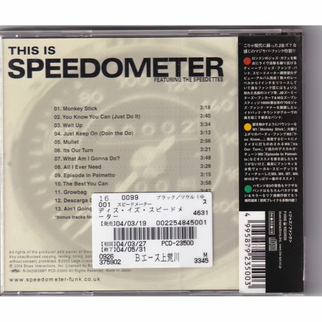 W12098  ディス・イズ・スピードメーター    中古CD エンタメ/ホビーのCD(R&B/ソウル)の商品写真