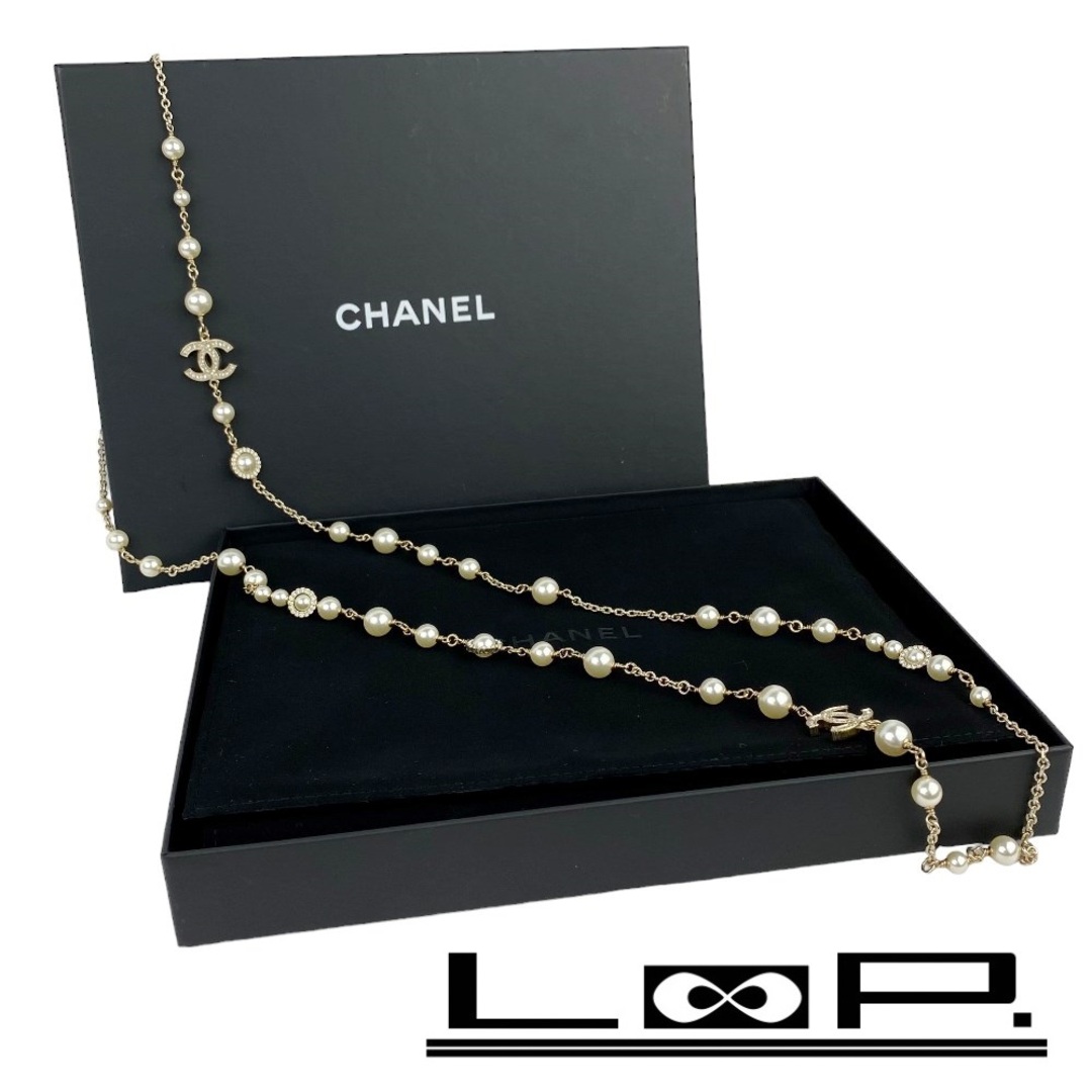 CHANEL - □新同□ シャネル ロング ネックレス パール ゴールド CHANEL - □新同□ シャネル ロング ネックレス パール ゴールド