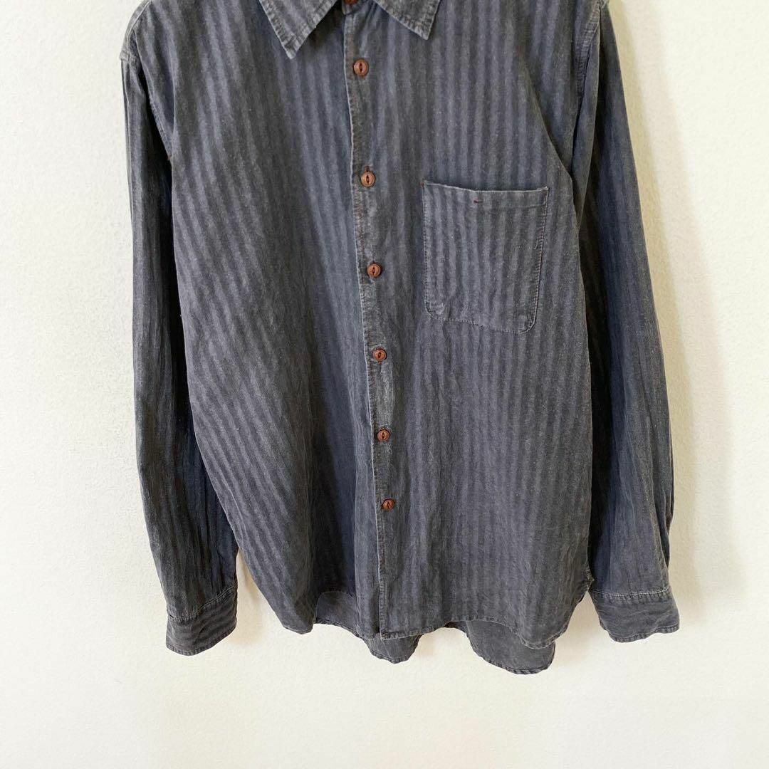 VINTAGE(ヴィンテージ)のMARTIN GORDON 長袖　ストライプ　シャツ　古着　アメカジ メンズのトップス(Tシャツ/カットソー(七分/長袖))の商品写真