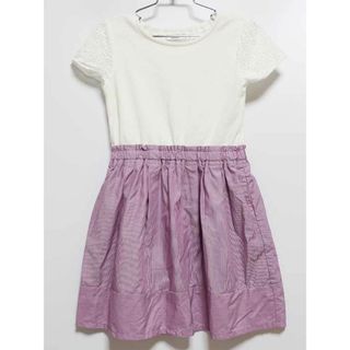 ‡シップス/SHIPS kids‡110cm 半袖ワンピース 白×紫【中古】子供服 キッズ kids 女の子 夏 126022 onepi