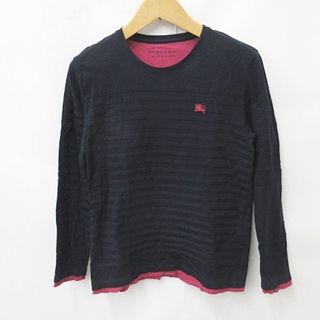 バーバリーブラックレーベル(BURBERRY BLACK LABEL)のバーバリーブラックレーベル カットソー Tシャツ 長袖 丸首 ロゴ 紺 3(Tシャツ/カットソー(七分/長袖))