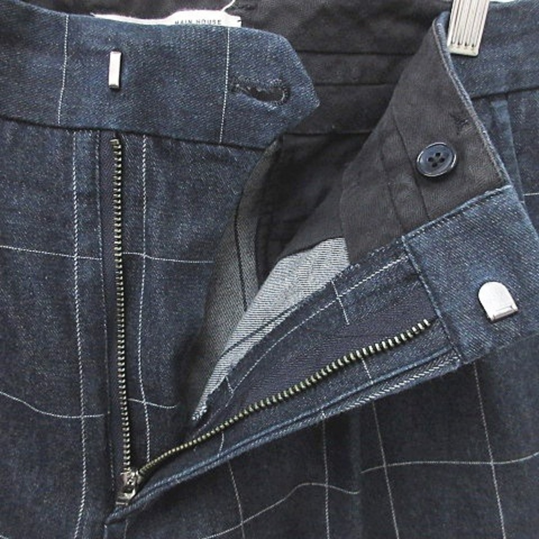 EDIFICE(エディフィス)のエディフィス EDIFICE パンツ ロング丈 チェック柄 綿 青 白 46 メンズのパンツ(スラックス)の商品写真