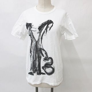 ワイズ(Y's)のワイズ Y's Tシャツ 半袖 丸首 ドローイング プリント 綿 ホワイト 2(Tシャツ(半袖/袖なし))