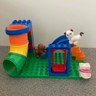 レゴ(Lego)のレゴデュプロ互換品　滑り台トイレブランコ犬猫公園セット(積み木/ブロック)