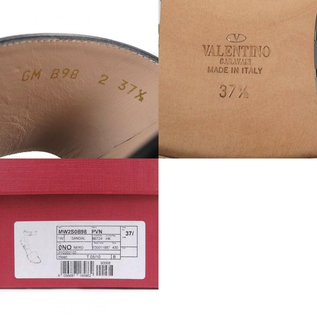 VALENTINO(ヴァレンティノ)の美品 VALENTINO ヴァレンティノ ロックスタッズ アンクルストラップ レザー フラットサンダル ブラック 37.5 箱・保存袋付き イタリア製 レディース レディースの靴/シューズ(サンダル)の商品写真