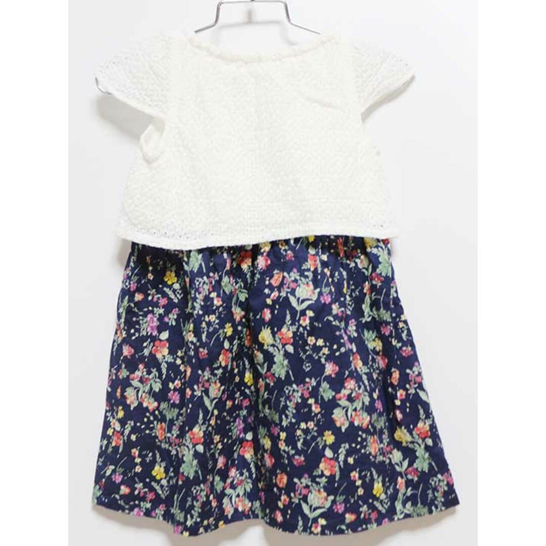 SHIPS(シップス)の‡シップス/SHIPS kids‡100cm 半袖ワンピース 白×紺【中古】子供服 キッズ kids 女の子 夏 126022 onepi キッズ/ベビー/マタニティのキッズ服女の子用(90cm~)(ワンピース)の商品写真