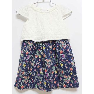 シップス(SHIPS)の‡シップス/SHIPS kids‡100cm 半袖ワンピース 白×紺【中古】子供服 キッズ kids 女の子 夏 126022 onepi(ワンピース)