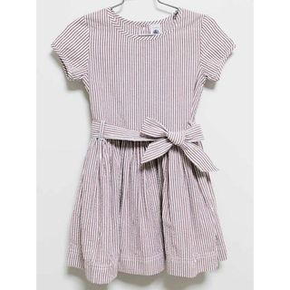 プチバトー(PETIT BATEAU)の‡プチバトー/PETIT BATEAU‡110cm 半袖ワンピース 白×茶色【中古】子供服 キッズ kids 女の子 夏 035032 onepi(ワンピース)