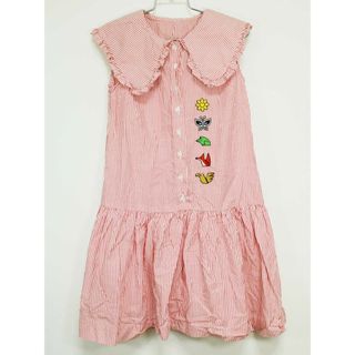 [コムサフィユ/COMME CA FILLE]130cm ノースリーブワンピース 赤×白 '21年製【中古】子供服 キッズ kids 女の子 夏 036032 onepi