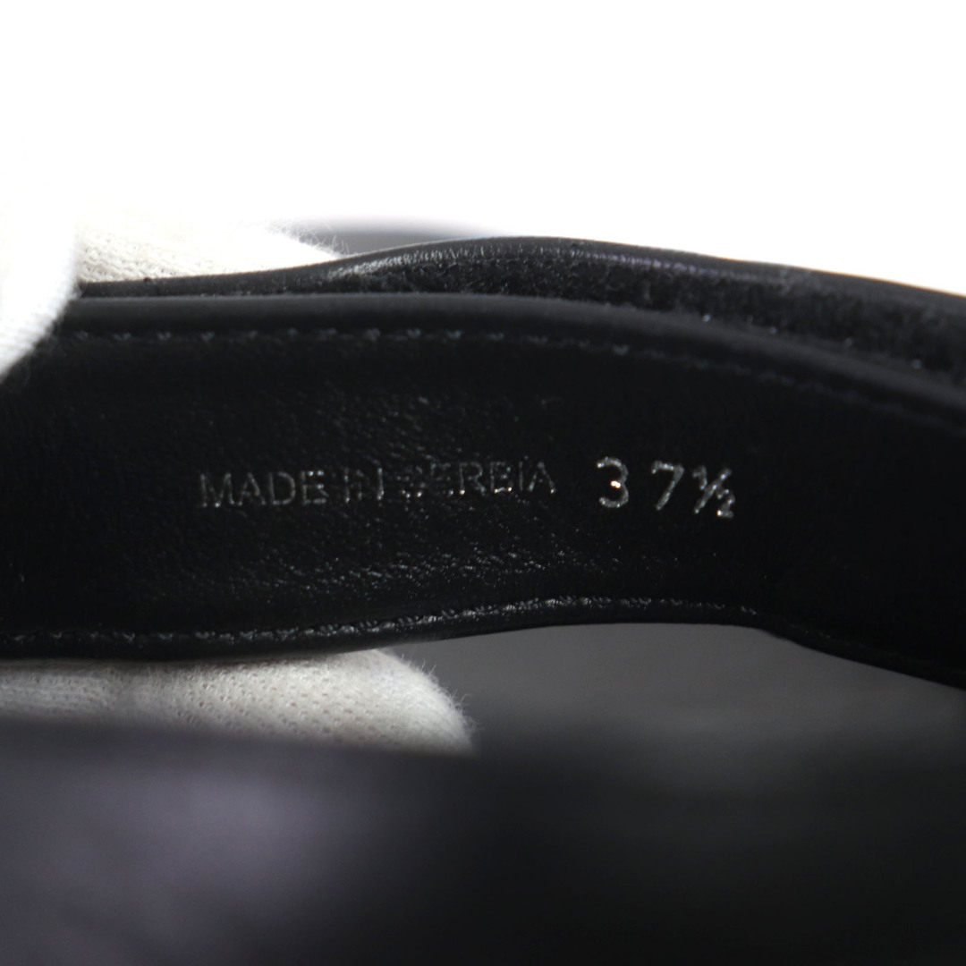 PRADA(プラダ)の美品 PRADA プラダ レザー ストラップ ロゴ入り 厚底 サンダル ブラック ホワイト シルバー金具 37.5 箱付き レディース レディースの靴/シューズ(サンダル)の商品写真