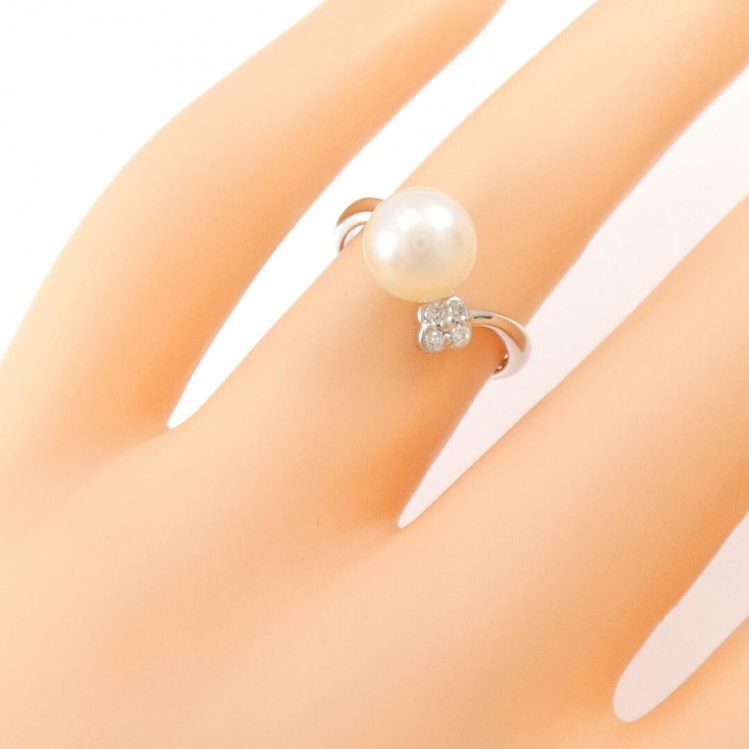 K18WG フラワー アコヤパール リング 7.7mm レディースのアクセサリー(リング(指輪))の商品写真