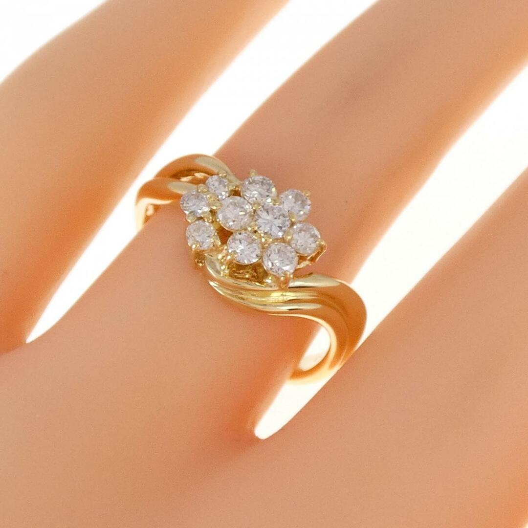 K18YG フラワー ダイヤモンド リング 0.51CT レディースのアクセサリー(リング(指輪))の商品写真