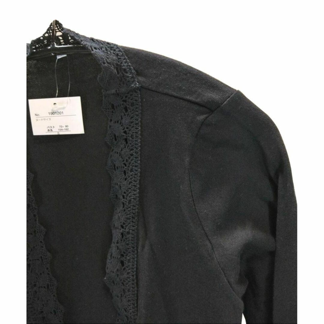 SS0278◆新品 ボレロ 無地 ブラック 長袖 レース編み Sサイズ ブラック レディースのトップス(ボレロ)の商品写真