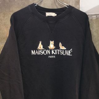 MAISON KITSUNE' - 【XLサイズ　トリプル刺繍】メゾンキツネ スウェット  刺繍 ワッペンロゴ L