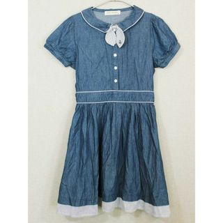 ポンポネット(pom ponette)の[ポンポネット/pom ponette]150cm 半袖ワンピース インディゴブルー×白【中古】子供服 キッズ kids ジュニア 女の子 夏 424032 onepi(ワンピース)