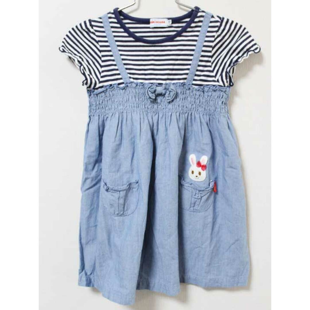 mikihouse(ミキハウス)の《ミキハウス/mikihouse》110cm 半袖ワンピース ブルー系【中古】子供服 キッズ kids 女の子 夏 824032 onepi キッズ/ベビー/マタニティのキッズ服女の子用(90cm~)(ワンピース)の商品写真