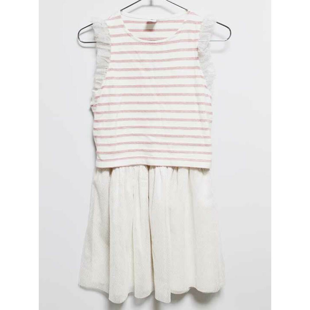 PETIT BATEAU(プチバトー)の‡プチバトー/PETIT BATEAU‡140cm ノースリーブカットソー×ノースリーブワンピースセット 白×ピンク【中古】子供服 キッズ kids ジュニア 女の子 夏 316032 onepi キッズ/ベビー/マタニティのキッズ服女の子用(90cm~)(ワンピース)の商品写真