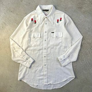 リー(Lee)の70s Lee ウエスタンシャツ 刺繍 白シャツ L USA製(Tシャツ/カットソー(七分/長袖))