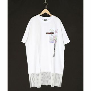 スカラー(ScoLar)のスカラーパリテ341116恐竜に乗ったクマ甘やかし柄アップリケメッシュ裾Tシャツ(Tシャツ(半袖/袖なし))