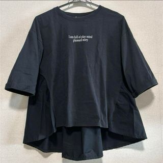 バックフレアプリントカットソー 黒(Tシャツ/カットソー(七分/長袖))