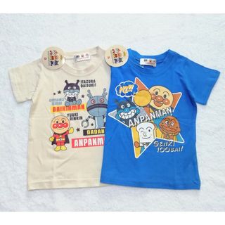 アンパンマン(アンパンマン)の新品　90cm　アンパンマン　男の子半袖Ｔシャツ2枚セット　パンチB×だだんだん(Tシャツ/カットソー)