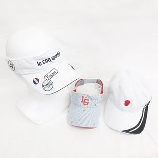 ルコックスポルティフ(le coq sportif)のルコックスポルティフ デサント ゴルフ 帽子 3点 バイザー キャップ 白 F(ウエア)