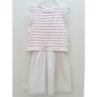 プチバトー(PETIT BATEAU)の▽プチバトー/PETIT BATEAU▽128cm 半袖カットソー×キャミソールワンピースセット 白×ピンク＆白×ゴールド【中古】子供服 キッズ kids 女の子 夏 515032 onepi(ワンピース)