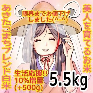 ☆生活応援１０％(５００g)増量☆あきたこまちブレンド白米（５.５kg）送料込み(米/穀物)