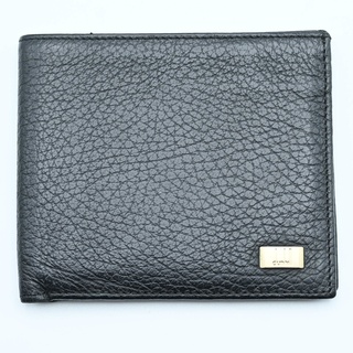 M03 dunhill ダンヒル ロゴプレート レザー 二つ折り財布 ブラック(折り財布)