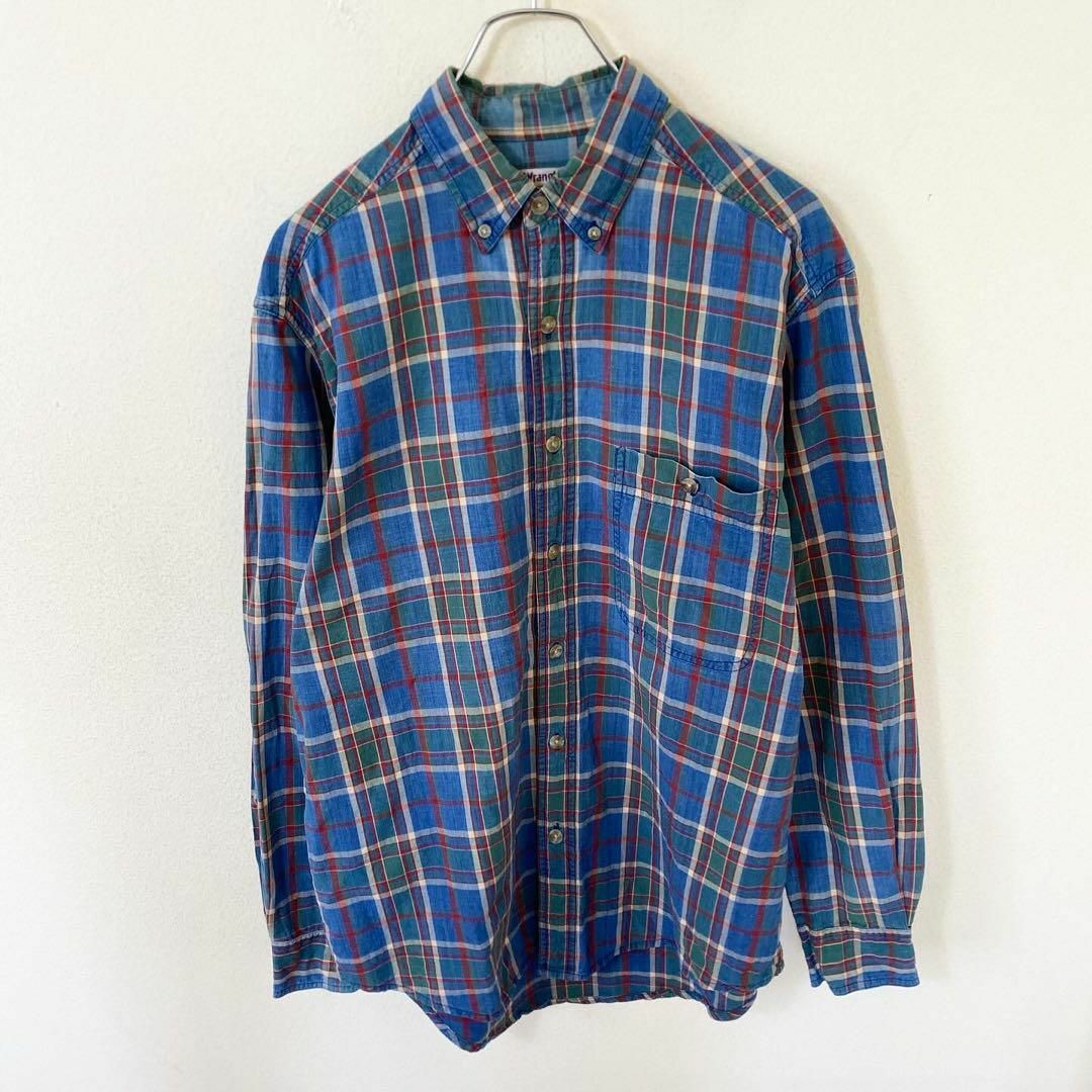 80s Wrangler RUGGED WEAR 長袖　チェック　シャツ　古着 メンズのトップス(Tシャツ/カットソー(七分/長袖))の商品写真