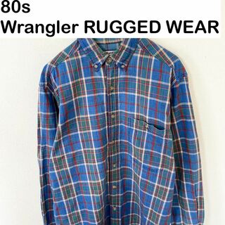 80s Wrangler RUGGED WEAR 長袖　チェック　シャツ　古着(Tシャツ/カットソー(七分/長袖))