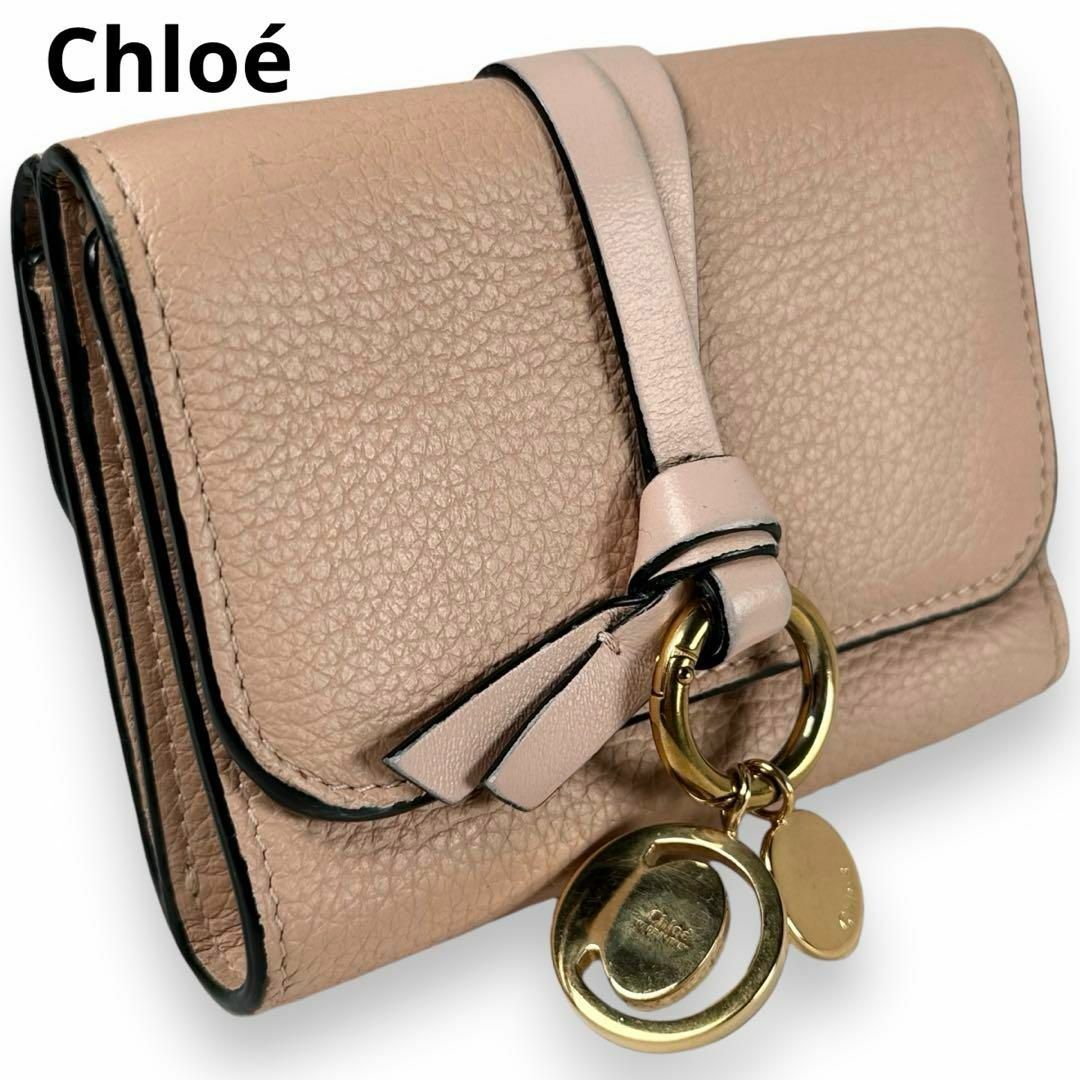 Chloe(クロエ)のクロエ 三つ折り 財布 アルファベット C金具 ゴールド金具 レザー ピンク レディースのファッション小物(財布)の商品写真