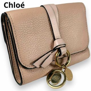 Chloe - クロエ 三つ折り 財布 アルファベット C金具 ゴールド金具 レザー ピンク