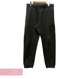 クロムハーツ(Chrome Hearts)のCHROME HEARTS GRP Y NOT Sweat Pants クロムハーツ ワイノットスウェットパンツ レザーセメタリークロスパッチ シルバープレート ブラック サイズM 【240316】【中古-C】【me04】(スラックス/スーツパンツ)