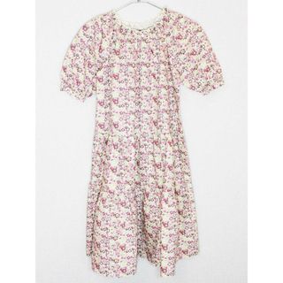 新品 未使用品[ボントン/BONTON]125cm 五分袖ロングワンピース 白×ピンク系 リバティ 子供服 キッズ kids 女の子 夏 315032 onepi(ワンピース)