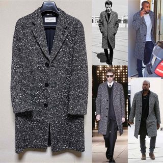 サンローラン(Saint Laurent)のサンローランパリ　ウールツイードチェスターコート　エディ期　14AW(チェスターコート)