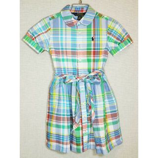 ラルフローレン(Ralph Lauren)の[ラルフローレン/Ralph Lauren]110cm 半袖シャツワンピース ブルー系【中古】子供服 キッズ kids 女の子 夏 216032 onepi(ワンピース)