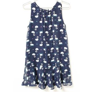 アルマーニ(Armani)の《アルマーニ ジュニア/Armani Junior》118cm ノースリーブワンピース 紺×白系【中古】子供服 キッズ kids 女の子 夏 035032 onepi(ワンピース)