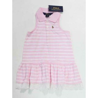 ラルフローレン(Ralph Lauren)の新品 未使用品☆ラルフローレン/Ralph Lauren☆100cm ノースリーブワンピース ピンク×白 子供服 キッズ kids 女の子 夏 616032 onepi(ワンピース)