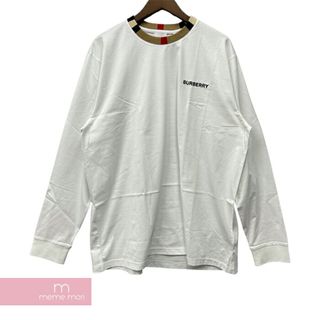 バーバリー(BURBERRY)のBURBERRY Jalad Check Neck Long Sleeve T-Shirt 8075188 バーバリー ジャラッド チェックネック ロングスリーブTシャツ ロンT 長袖カットソー ホワイト×ブラック サイズM 【240314】【新古品】【me04】(Tシャツ/カットソー(半袖/袖なし))