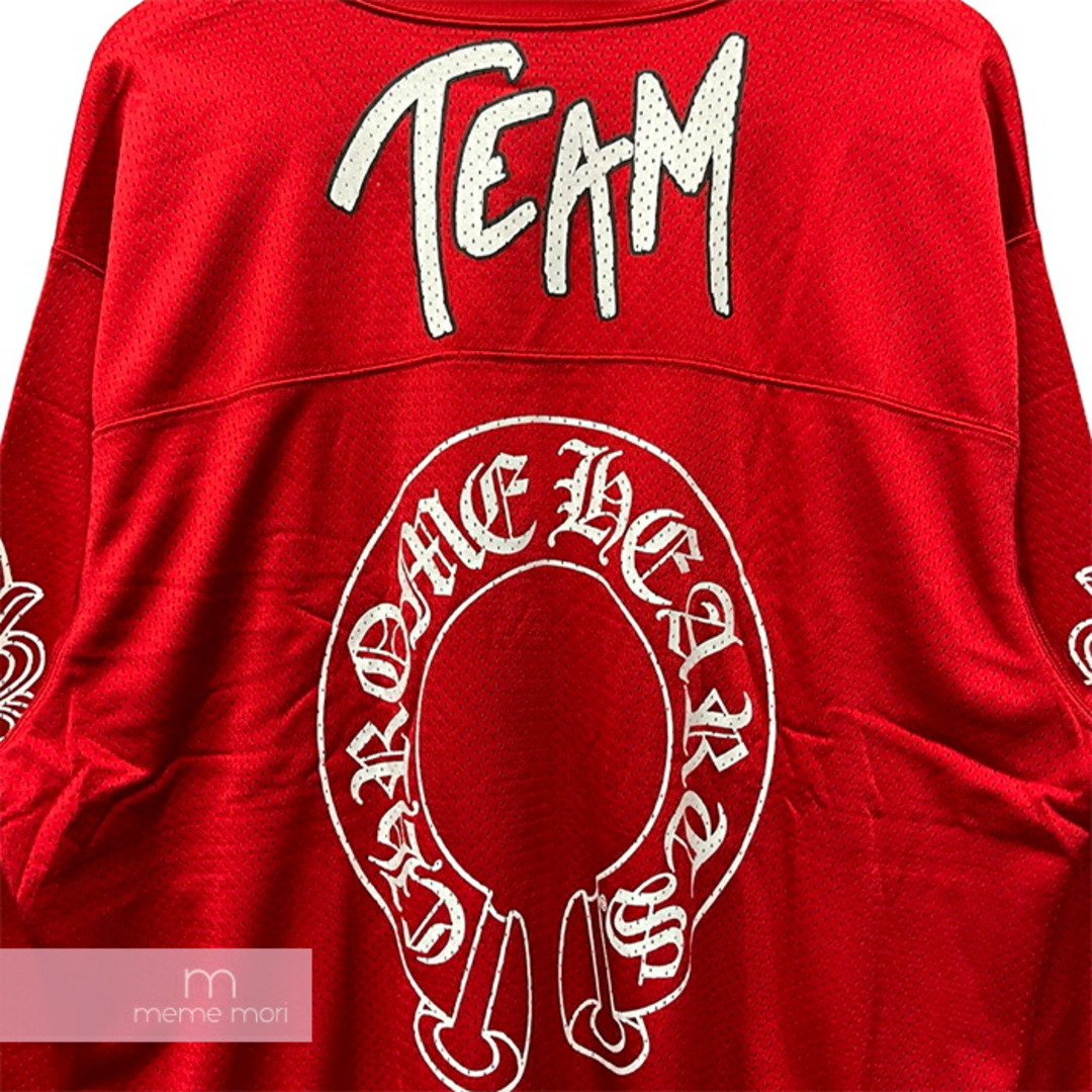 Chrome Hearts(クロムハーツ)のCHROME HEARTS Matty "TEAM" Mesh Warm Up Jersey クロムハーツ マッティ"チーム”メッシュウォームアップジャージー 長袖 ホースシュー ロゴプリント レッド サイズM 【240316】【新古品】【me04】 メンズのトップス(Tシャツ/カットソー(半袖/袖なし))の商品写真