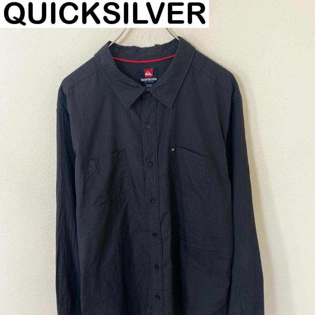 QUIKSILVER(クイックシルバー)のQUICKSILVER クイックシルバー　長袖　刺繍ロゴ　シャツ　古着　アメカジ メンズのトップス(Tシャツ/カットソー(七分/長袖))の商品写真